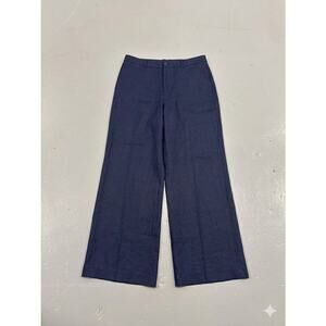 Lauren Ralph Lauren 100% Linen Wide Leg Pants Navy Blue Women's Size 12